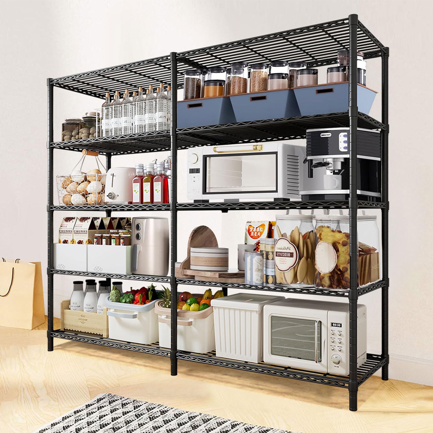 スチールラック　5段　幅150cm メタルラック　ブラック スチールラック 幅150cm メタルラック 5段 MR-1518DJ (ポール